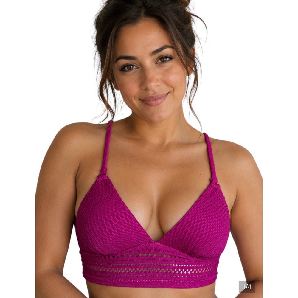Robin Piccone Perla Crochet Bikini Top Orchid Purple 192600 XS NEW